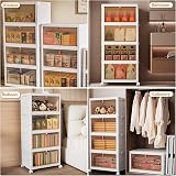 TidyTrove 4-Tier Storage Boxes with Lid 92L Capacity Transparent Ribbed Drawers view 5