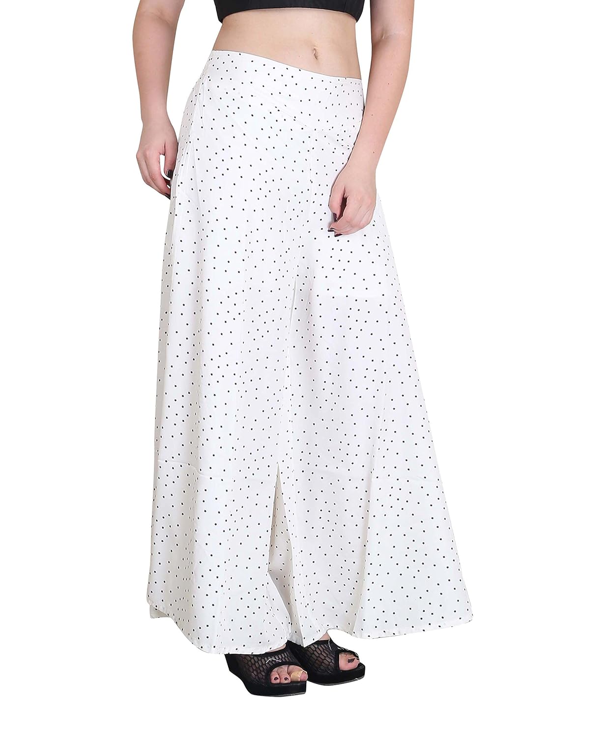 jollify regular fit women's white printed plazzo