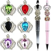 6Pcs Crown Rhinestone Alloy Focal Beads for Pens Colorful Crown Spacer Beads for DIY Craft Beadable Pens Bracelet Necklace Earrings Keychain Jewelry Making