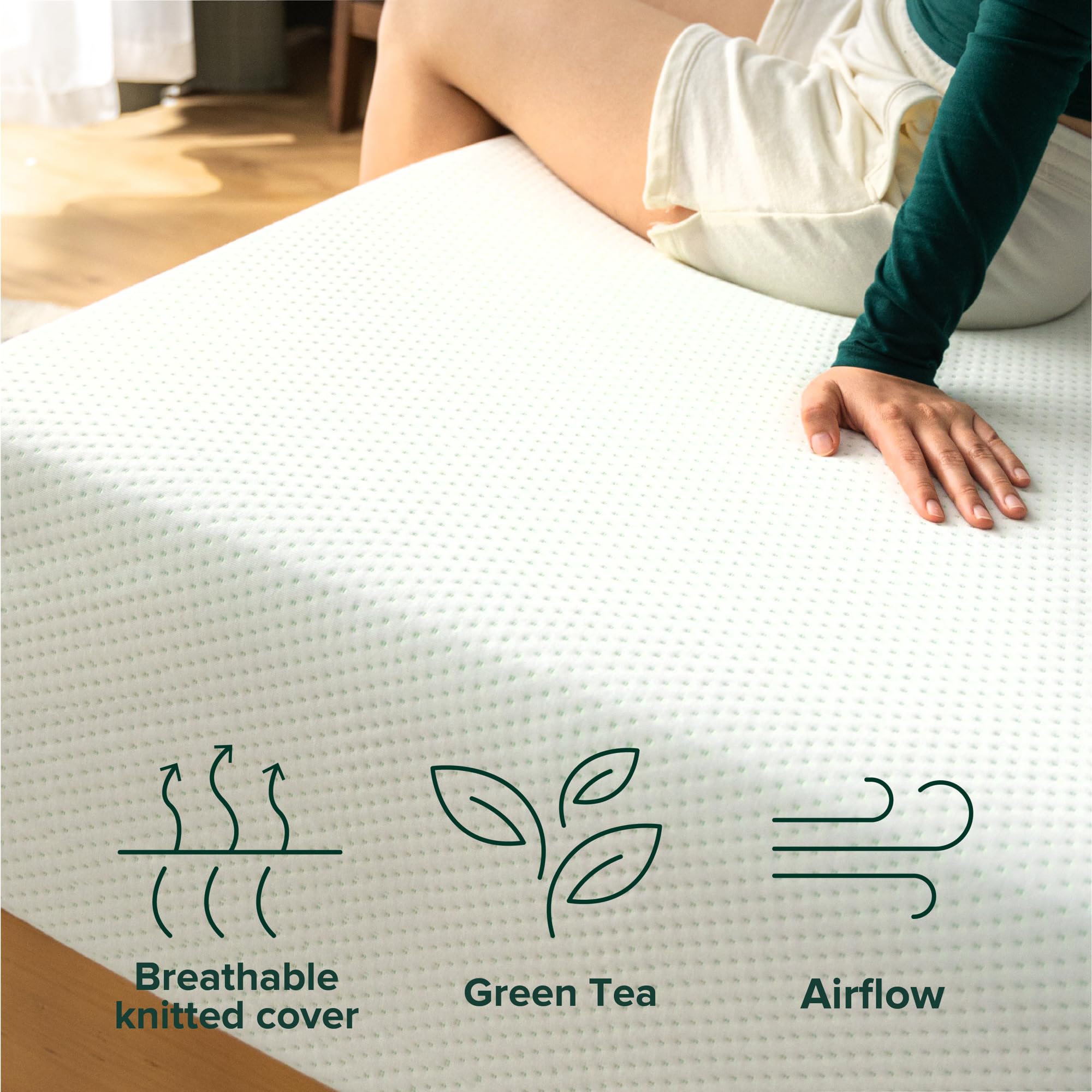 ZINUS 12 Inch Green Tea Memory Foam Mattress, Fiberglass Free, Patented