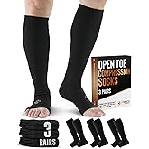Doctor's Select 3 Pairs Copper Toeless Compression Socks Women & Men - 20-30 mmHg Open Toe Compression Socks Knee High Women
