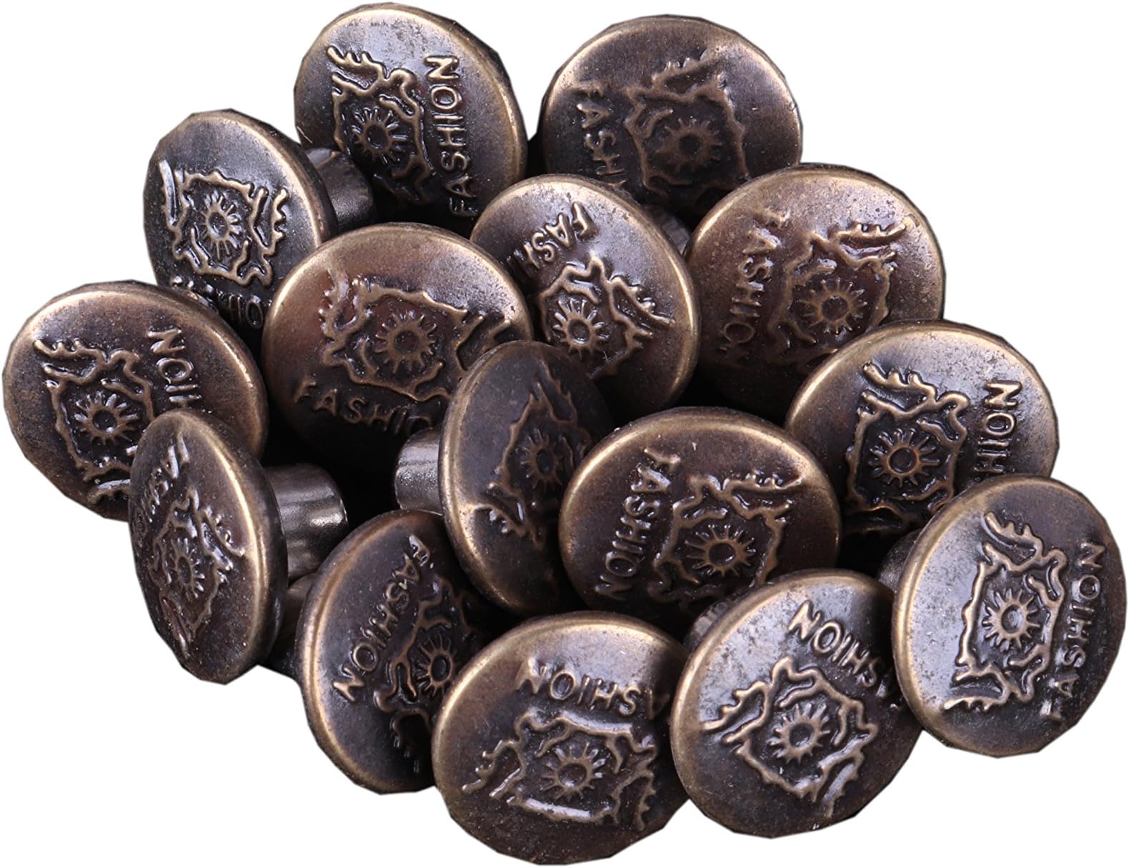 HIRDAY? Imported 20 Set No-SEW Metal Tack Snap Jeans Buttons Red Copper 15mm Pack of 20 Jeans Botton