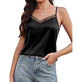 Avidlove Womens Silk Satin Tank Tops Mesh V Neck Camisole Adjustable Spaghetti Strap Summer Basic Cami Tank Shirt
