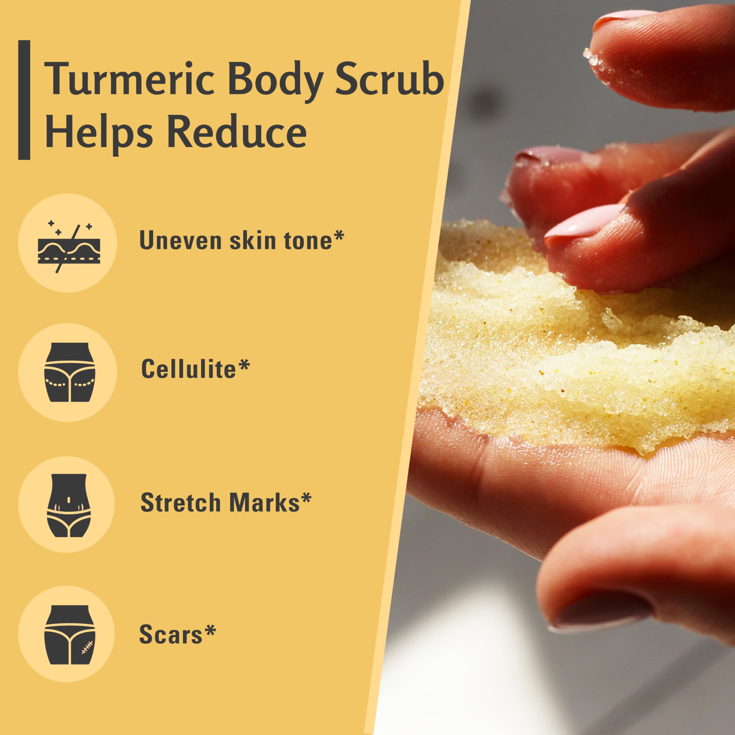 Exfoliating Turmeric Scrub and Skin Exfoliator with Collagen and Coconut Oil, Gently Exfoliates Face, Body, Hands, and Feet, Moisturizing Skincare, 16 oz by M3 Naturals