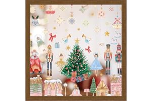 APROPHIC Nutcracker Christmas Window Clings, Christmas Stickers for Window Decorations, Xmas Winter Holiday Window Decals for Party Office Classroom, Reusable, Double-Sided Printing, Pink