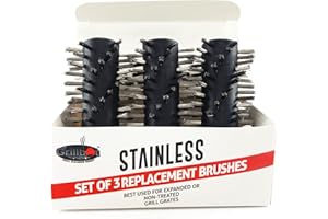 Grillbot Replacement Stainless Steel Brushes for Grillbot Automatic Grill Cleaning Robot – Set of 3 Stainless Steel Grill Brushes for Cast Iron & Expanded Steel Grills
