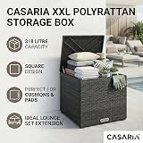 CASARIA Polyrattan Garden Cushion Storage Box 318L 75x75x70cm Waterproof Gas view 2