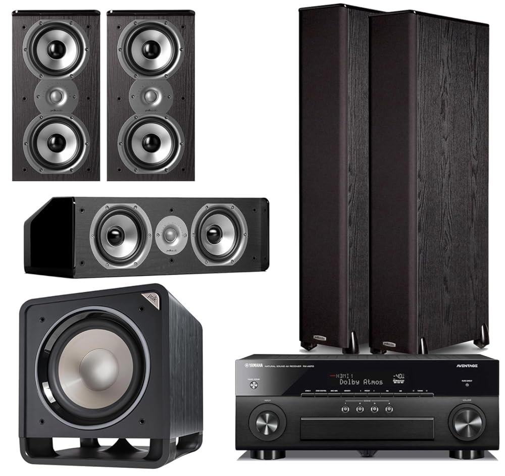 Yamaha AVENTAGE RX-A870BL 7.2-Channel Network A/V Receiver + Polk Audio TSi 400 + Polk Audio TSi 200 + Polk Audio CS10 + Polk Audio HTS12 - 5.1-Ch Home Theater Package