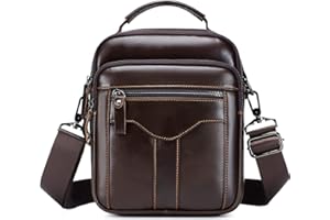 BAIGIO Genuine Leather Shoulder Bag for Men Crossbody Bag Small Leather Messenger Briefcase Handbag Men Purse