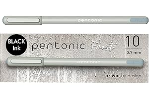 Pentonic Ballpoint Pens, 10 Count, Frosted Pale Gray Barrel with Black Ink, 0.7 mm Fine Point, Smooth Writing For Journaling & Note Taking (PEN13086)