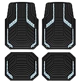 PIC AUTO Car Floor Mats, Light Blue Sparkly Crystal Bling Glitter Car Mats Set, Front and Rear Heavy Duty Rubber Car Mats with Anti-Slip Backing, All Weather, Trim-to-Fit for SUVs, Trucks, Sedan, Vans