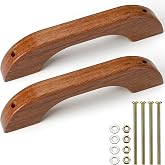 BrightRow Wooden Grab Handle Teak Handrail Solid Teak Grab Handle | Brown Wood Handrail with Screws and Nuts, for Marine Rv Boating Armrest Accessories