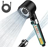 MEKO Hard Water Filter Shower Head 15 Stage Filter 3+1 Modes High Pressure Black
