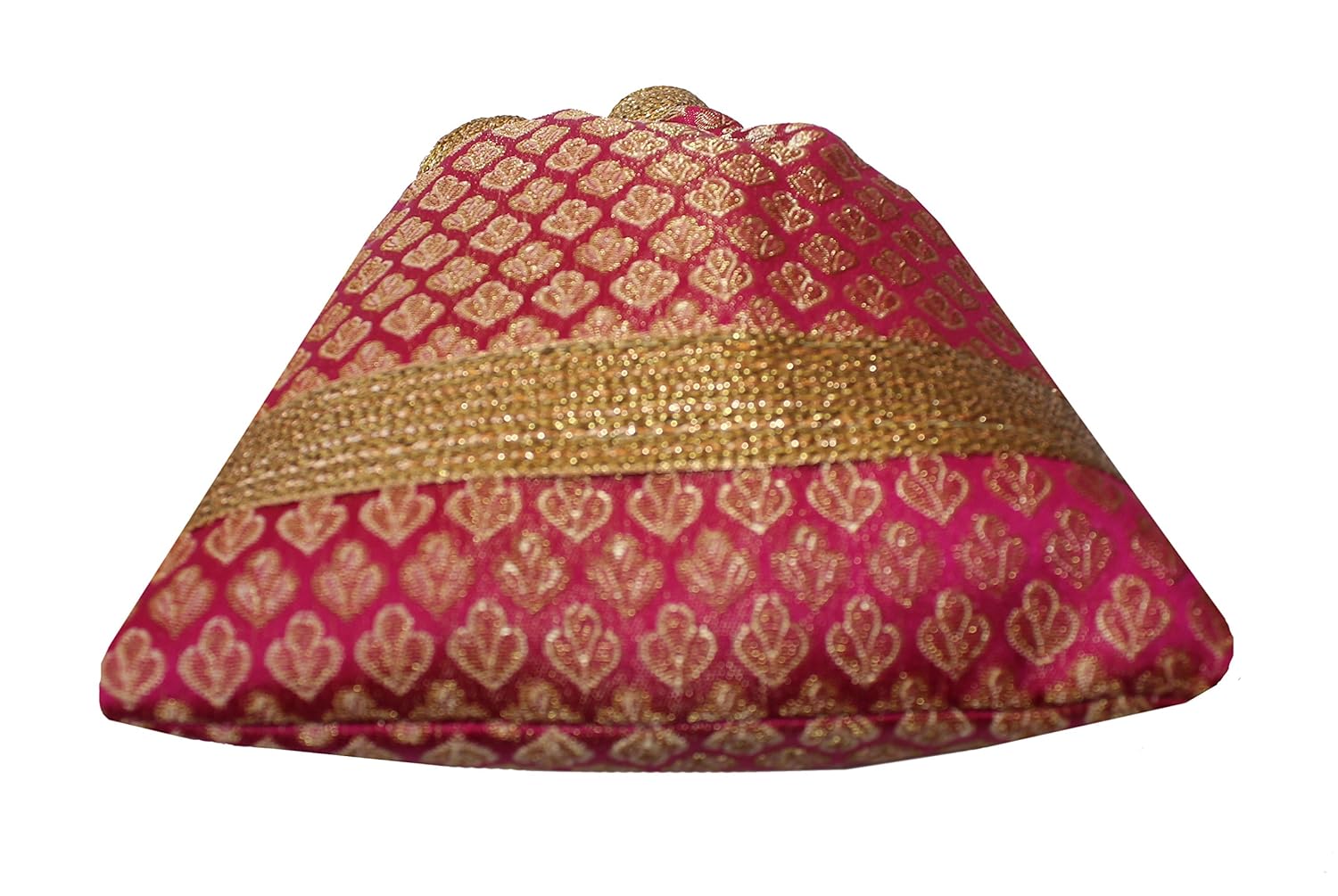 milan's creation women's rich brocade potli with golden lace