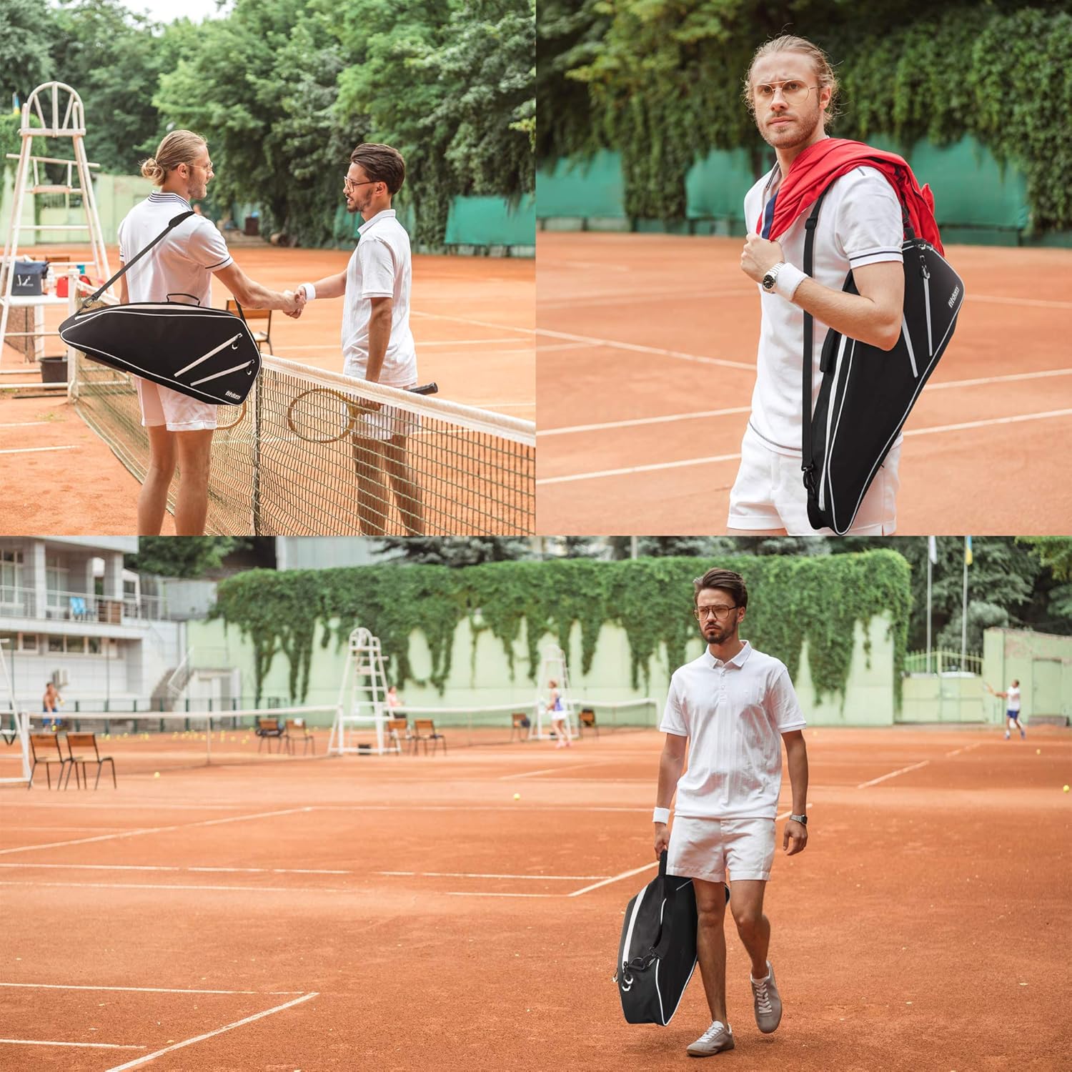 Fitdom Black Tennis Racket Bag - Can Carry Up to 3 Racquets. Perfect for Men, Women, Junior & Kids. Made from Heavy Duty Zipper & Durable Exterior for Your Gears, Towels, Balls and Accessories. : Sports & Outdoors