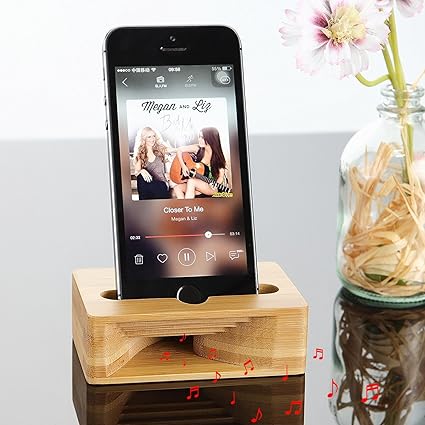 Amazon 天然木製 反響 スピーカー スマホ ホルダー スマホスタンド ウッド スピーカー オリジナル工芸品 電源不要 アウトドアでも活躍 Samsung Iphoneに対応 デジタルオーディオスタンド オンライン通販