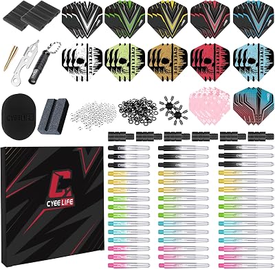 CyeeLife Dart Accessories Kit Professional Darts Set Flights Shafts Sharpener