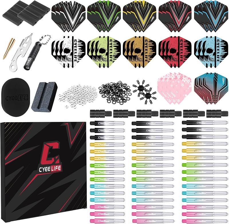 CyeeLife Dart Accessories Kit Professional Darts Set Flights Shafts Sharpener