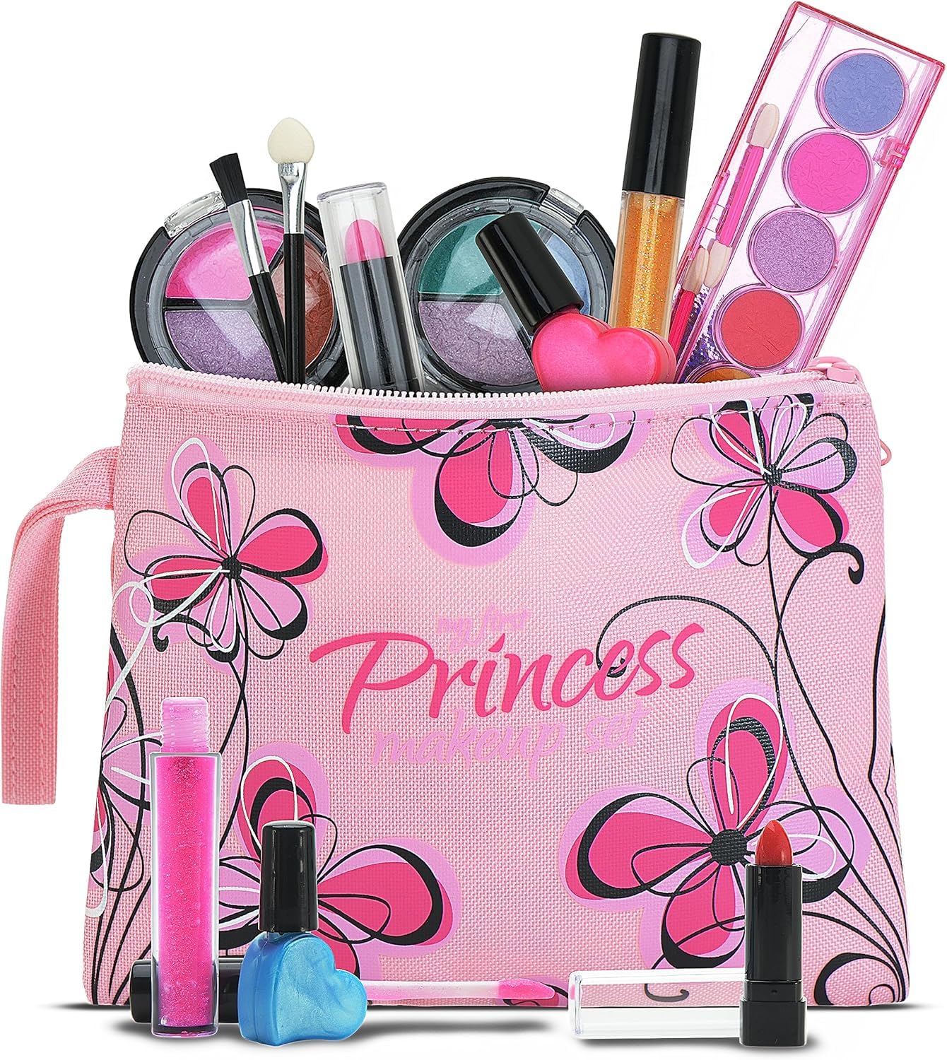 Playkidiz My First Princess Make Up Kit – Kids Washable Makeup Set for Girls – Non-Toxic Pretend Play Cosmetic Beauty Toy Set for Girls, Birthday, Halloween & Dress Up