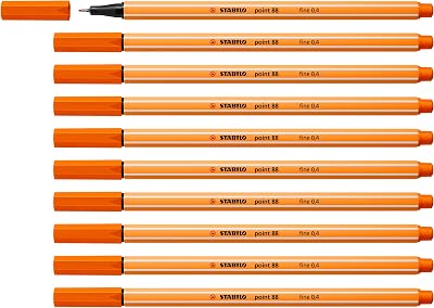 STABILO point 88 Fineliner Pack of 10 Pale Vermillion 0.4 mm