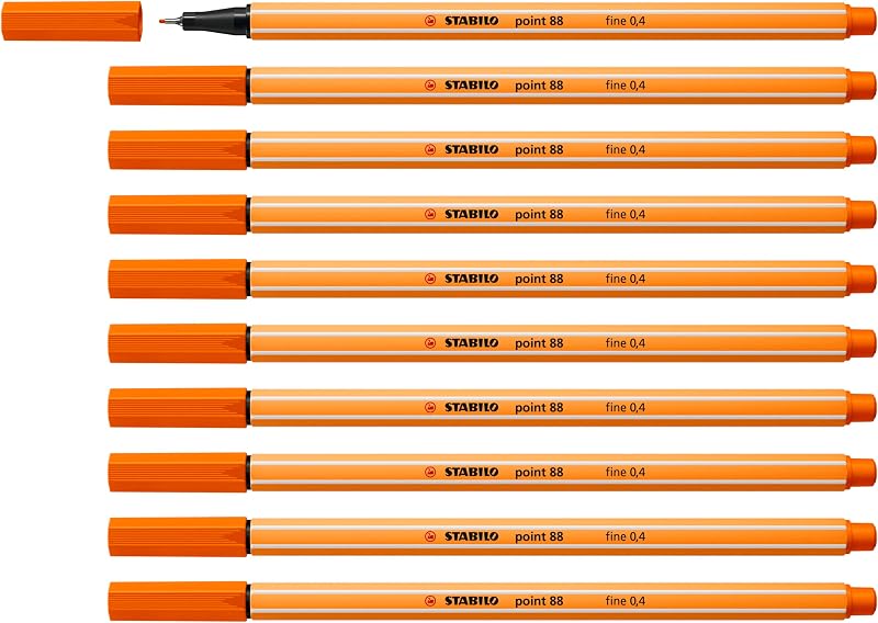 STABILO point 88 Fineliner Pack of 10 Pale Vermillion 0.4 mm