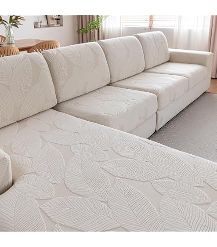 Royhom 2-Piece L-Shaped Sectional Couch Cover - Boho Tassel Blanket, Washable Slipcover (71x118+91x134, Khaki)