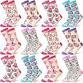 Bonuci 6/12 Pairs Cute Axolotl Socks Axolotl Valentine's Gifts for Women Funny Novelty Crew Sock for Axolotls Lover Stuff