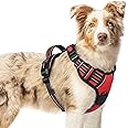 rabbitgoo Dog Harness Medium Sized, No Pull Pet Harness with 3 Buckles, Adjustable Soft Padded Pooch Vest with Instant Control Handle, Easy Walking Reflective Pet Vest for Medium Dogs, Red, M