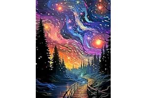 Offito Paint by Numbers Kit for Adults Beginners, Starry Night Acrylic Adult Paint by Number Kits on Canvas, Abstract Landscape Digital Oil Number Painting Kits for Home Decor Gift 16"x20"