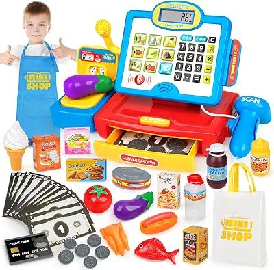 Dreamon Cash Register Toy with Scanner for Kids Learning Mini Shop Till