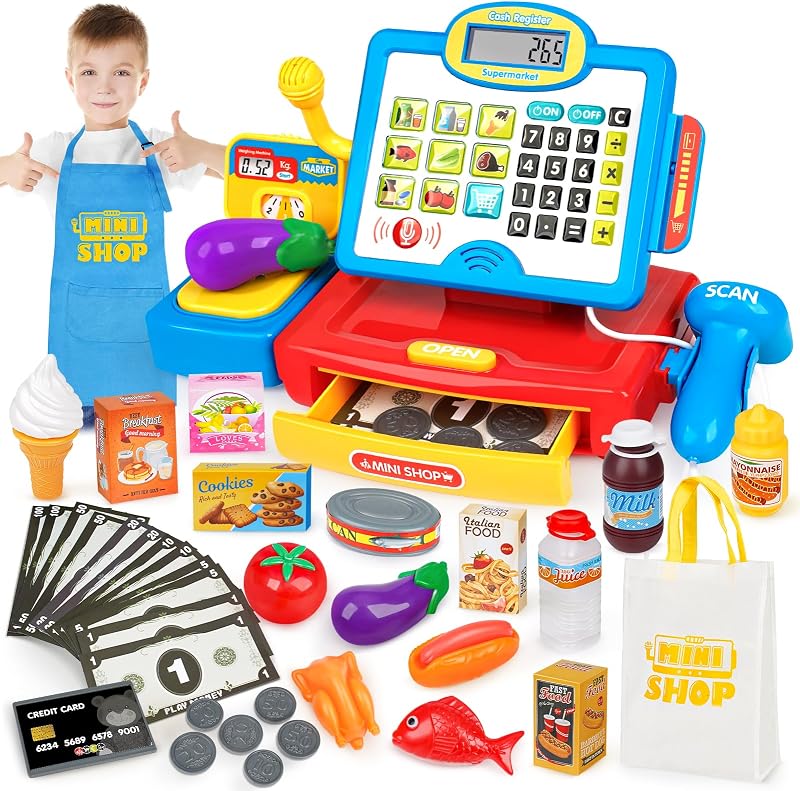 Dreamon Cash Register Toy with Scanner for Kids Learning Mini Shop Till