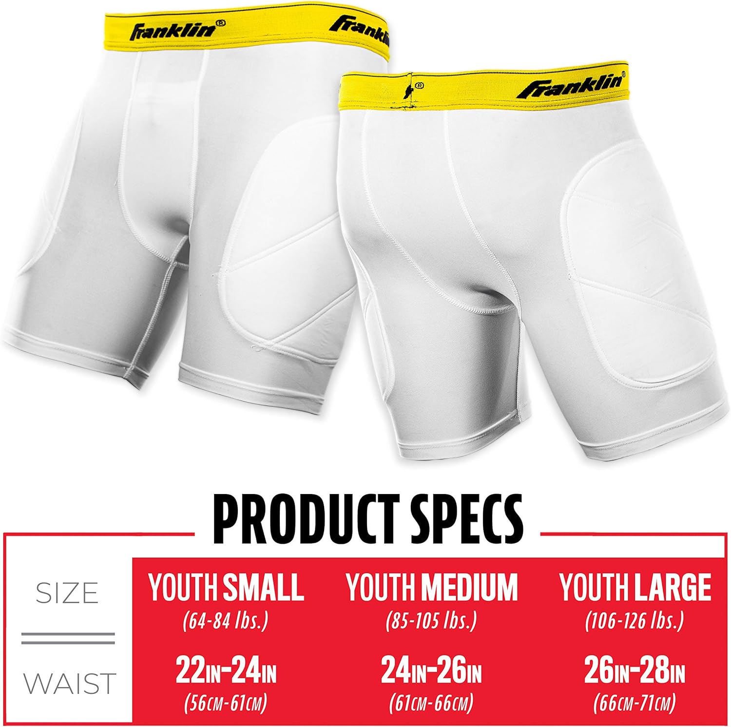 Franklin Sports-Youth Baseball Sliding Shorts - Padded Slide Shorts with Cup Holder - Compression Shorts Perfect For Baseball and Softball - Small : Clothing