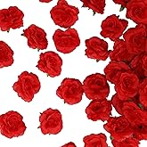GrainBuds 100 Pcs Mini Red Roses Artificial Flowers Bulk, 1.9" Small Silk Fake Roses Flower Heads for Decoration, Wedding Centerpieces Bridal Shower Party Home Decor,DIY Crafts (red)