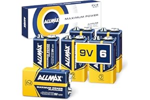 ALLMAX BATTERY Allmax 9V Maximum Power Alkaline Batteries (6 Count) – Ultra Long-Lasting, Leakproof Design, 7-Year Shelf Life, Maximum Performance (9 Volt)