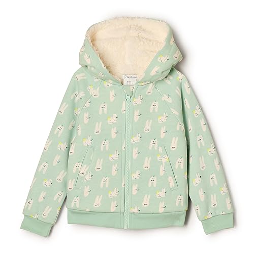 Amazon Essentials x Sofia Grainge Unisex Toddlers' Zip Hoodie Sweatshirt, Pale Green Rabbits, 3T