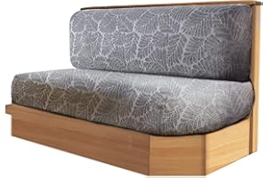 Ckedes RV Dinette Cushion Covers, Stretch Printed Couch Cushion Slipcovers Replacement Anti-Slip Sofa Cushion Cover for Dogs(1 Bench Cover & 1 Backrest Cover) (Grey)