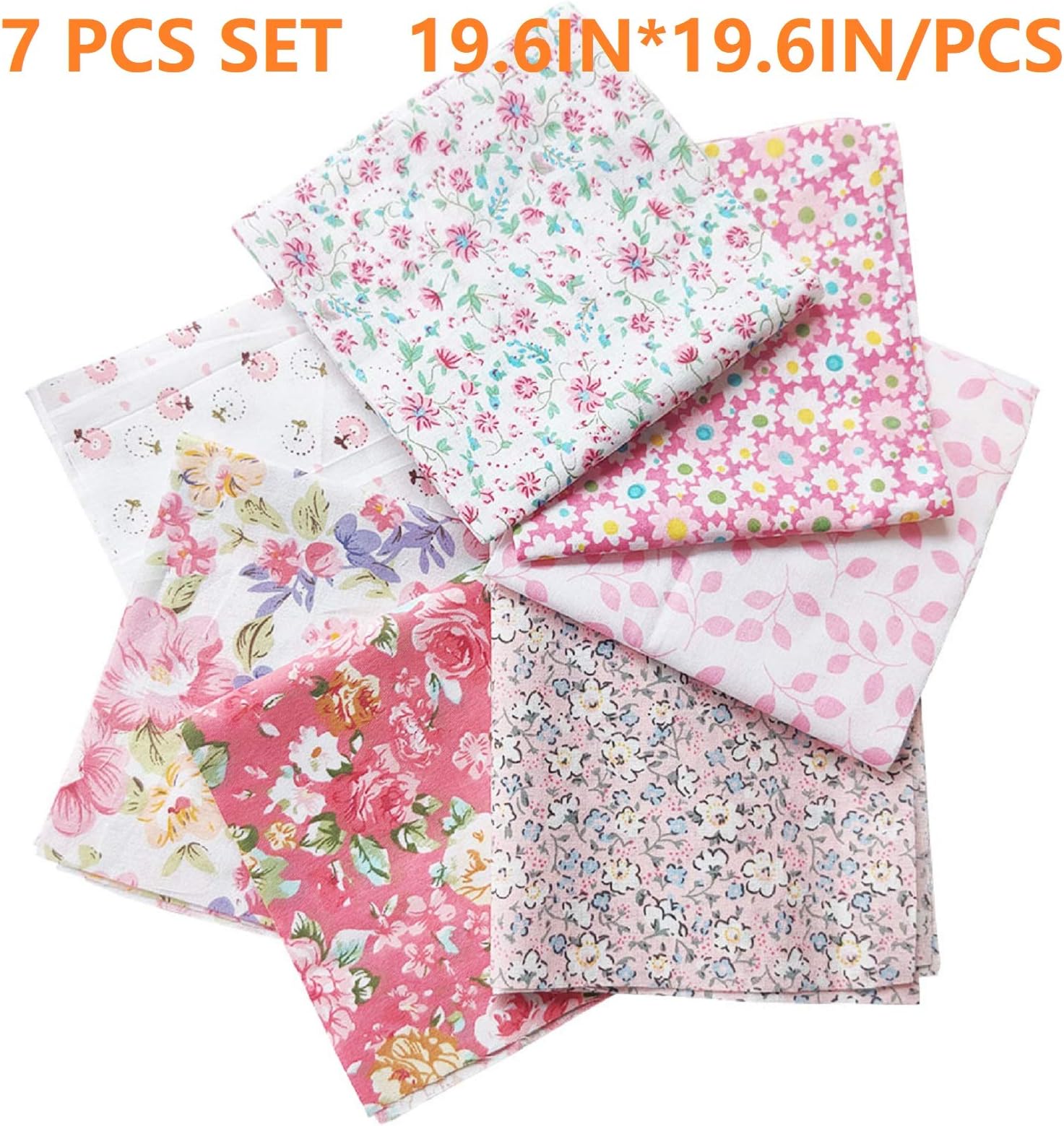 7pcs/Set Cotton Fabric for Sewing Quilting Patchwork Home Textile Pink Series Tilda Doll Body Cloth 50CM X 50CM