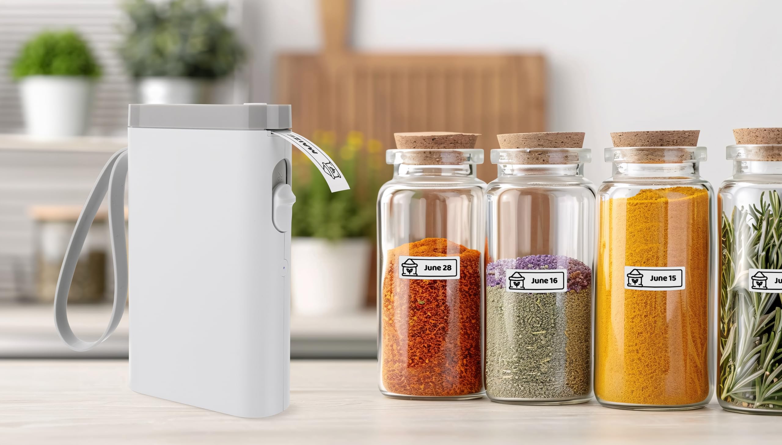 Peach Etikettendrucker weiß, Etikettiergerät kabellos Label Printer PE110A 9