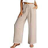 ABRABESS Womens Palazzo Pants Wide Leg Flowy Drawstring High Waisted Casual Trousers 2026 Summer Beach Vacation Clothes