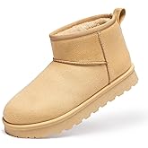 Lurnyet Winter Boots for Women Suede Pull on Platform Ankle Boots, Faux Fur Lined Comfort Short Snow Booties with Cushioned Foam Anti Slip Indoor & Outdoor Warm Shoes