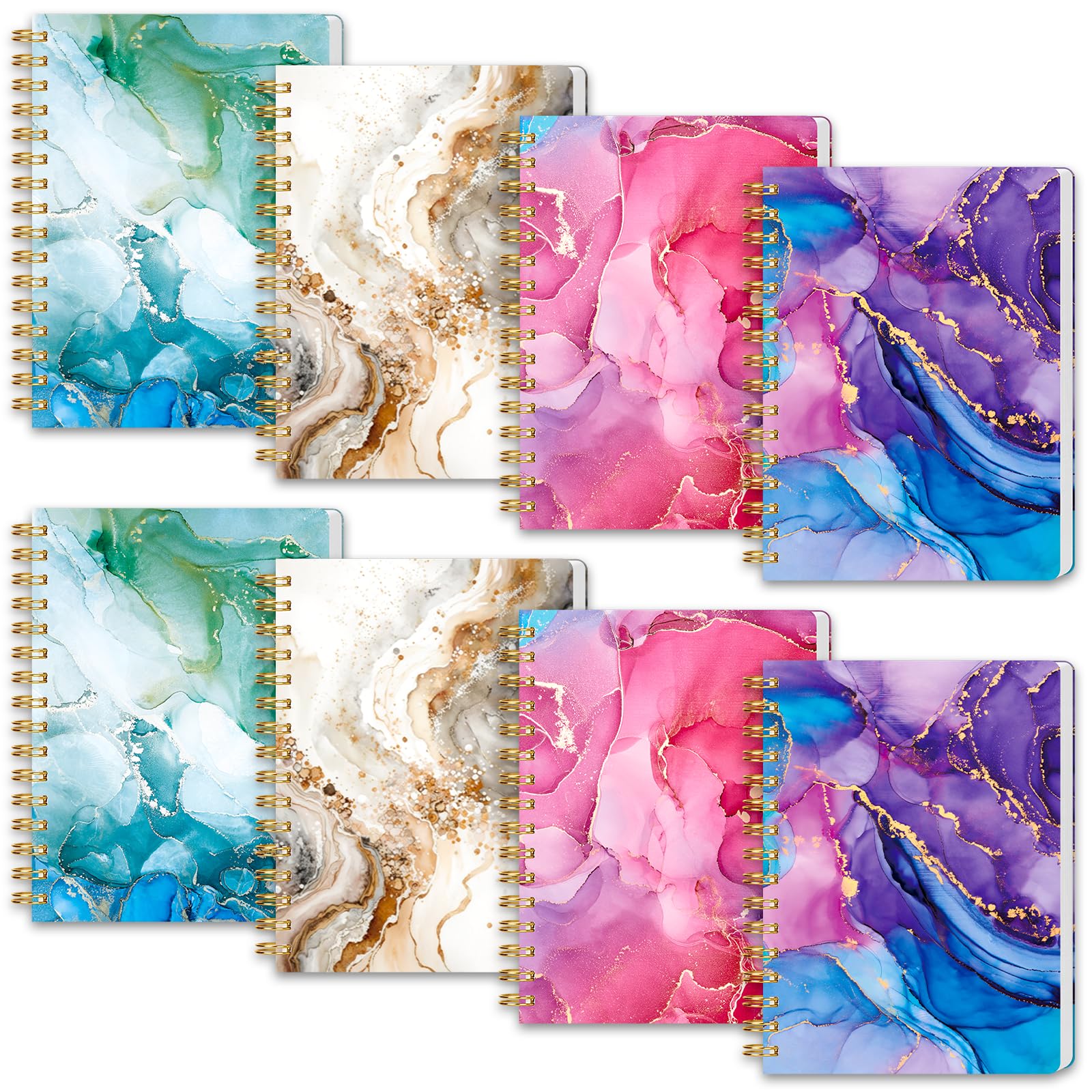 Koogel 4PCS Mini Spiral Notepads A6, Small Spiral Journal Pocket Notebooks College Ruled Notepads for Women Gift Office School Supplies