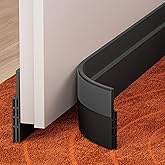 GroTheory 2 Pack Door Draft Stopper, Under Door Draft Blocker, Soundproof Weather Stripping Door Seal, 2"" W x 39"" L, Black