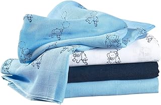 Bornino Mullwindeln (4er-Pack) - Baby Basics - Spucktücher aus reiner Baumwolle - Moltontücher 80x80cm - in verschiedenen Farbtönen