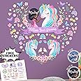 4 Sheet Large Unicorn Wall Decals for Girls Bedroom Unicorn Wall Decor Unicorn Wall Stickers Birthday Gifts Unicorn Bedroom Decor for Girls Rainbow Wall Decal Black Girls Kids Nursery Room Decor