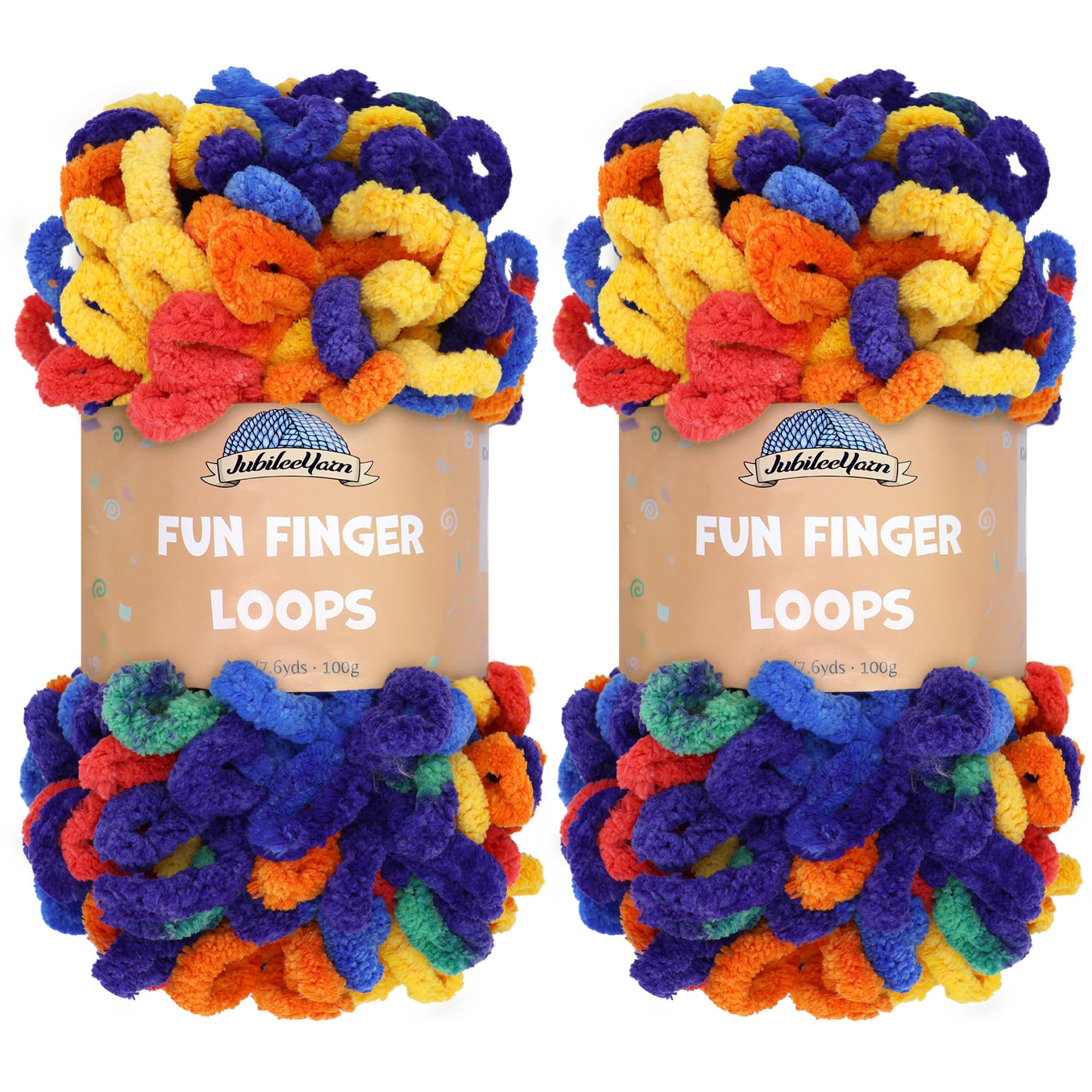 JubileeYarn Fun Finger Loops Yarn - Polyester Jumbo Weight Loop Yarn - 100g/Skein - Circe - 2 Skeins