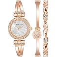 Anne Klein Women's Premium Crystal Accented Bangle Watch and Bracelet Set
