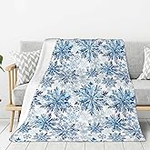 Oplp Frost and Snowflakes Throw Blanket for Bed Sofa Couch Fleece Blankets Lightweight Soft Cozy 60"x50"