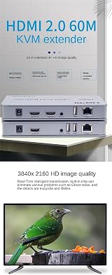 XYKJOBC 4K 60Hz HDMI 2.0 KVM Extender 60M USB Over CAT5e/6 Mouse Keyboard view 2