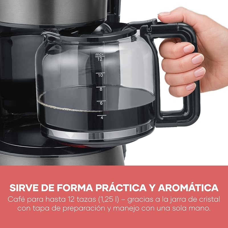 Máquina de Café com filtro "TYPE" com garrafa de vidro, Dark Inox-Black