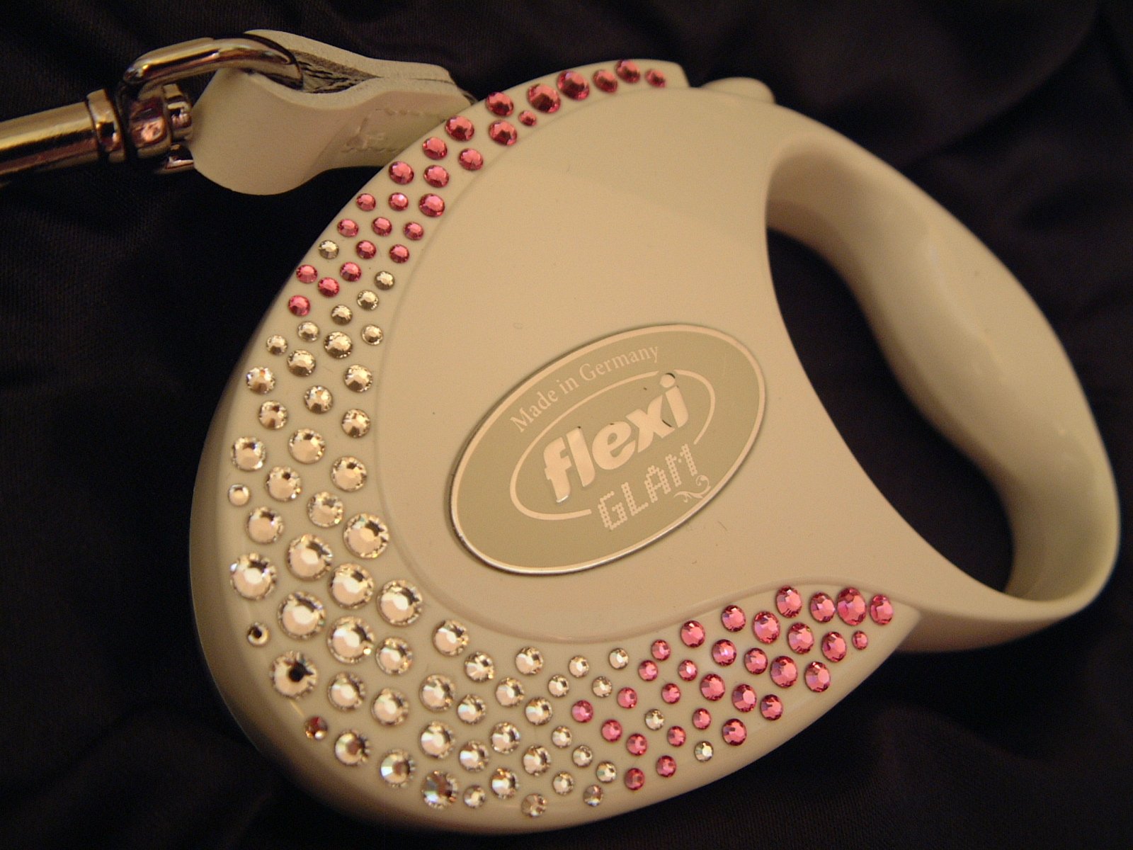 flexi Glam Composition Retractable Tape Lead with Swarovski Crystals, 12 Kg/ 3 m, Small, White